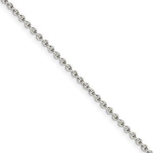 2mm Sterling Silver Classic Solid Cable Chain Necklace, 16 Inch
